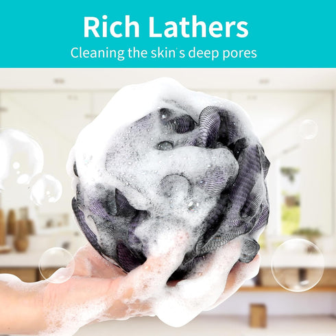 Bath Loofah Shower Sponge Body Back Scrubber Soft Mesh Shower Puffs Exfoliating Loofa for Women & Men Bath Accessories Cleaning Tool(4Pack 60G Dar...