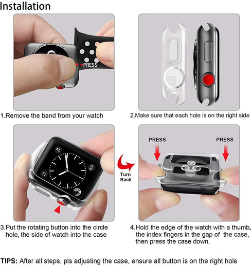 HANKN 2 Pack Clear Case for Apple Watch Series 9 8 7 45mm / Series 6 5 4 Se 44mm Case, Soft TPU Cover Shell Shockproof Iwatch Bumper [No Front Scr...