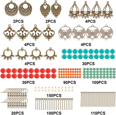 SUNNYCLUE 1 Box DIY Make 10 Pairs Bohemian Chandelier Earrings Making Kit Including Chandelier Links Turquoise Beads Earring Findings for Women Be...