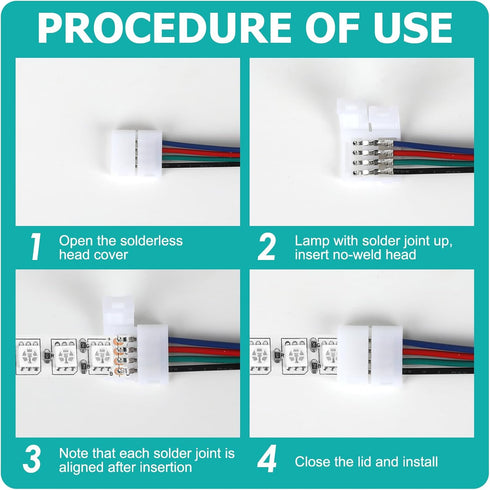 LED Light Strip Connectors 4-Pin 10mm Wide, 10-Pack Led Strip Connectors 4 pin Led Connectors for Kitchen Cabinet Bedroom DIY LED Strip Project So...