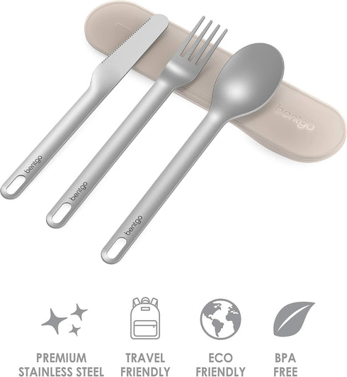 Bentgo® Stainless Travel Utensil Set - Reusable 3-Piece Silverware Set with Carrying Case, High-Grade Premium Steel, BPA-Free Case, Eco-Friendly -...
