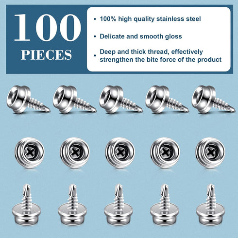 Boat Canvas Snaps Stainless Steel Screw Boat Cover Snaps Metal Snaps 3/8 Inch Socket Snap Screw Stud Canvas Snap Tool for Boat Covers (24 Pcs)...