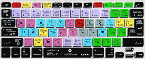 XSKN Adobe After Effects Shortcuts Keyboard Skin Hot Keys AE Keyboard Cover for MacBook Air 13 & MacBook Pro 13 15 17, Retina (US/European ISO Key...