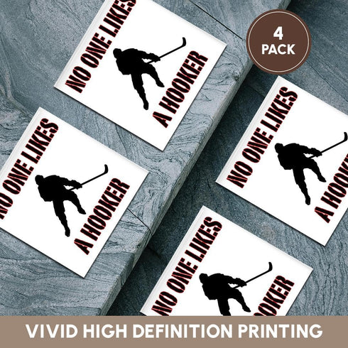 3dRose cst_171944_3 No One Likes a Hooker. Red. Ice Hockey-Ceramic Tile Coasters, Set of 4...