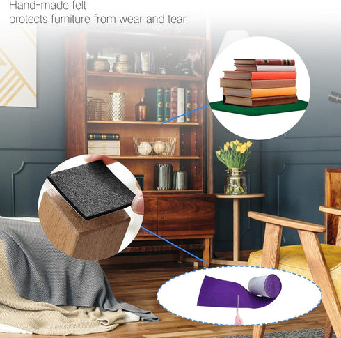 2 Rolls Felt Adhesive, 4" x 98.4" Self Adhesive Felt Fabric, Felt Strips with Adhesive Backing for Art & Crafts, Jewelry Box Felt Liner (Purple)...