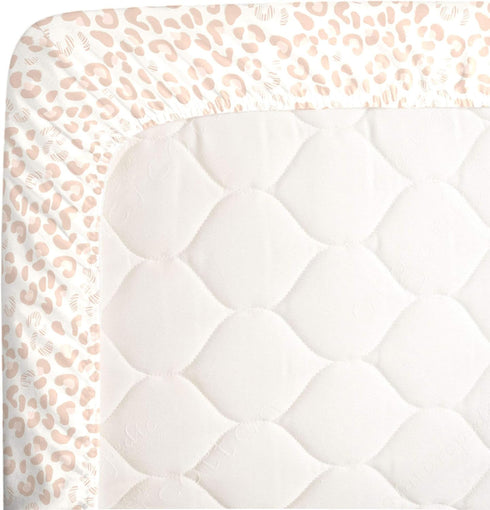 NoJo Neutral Cheetah Peach, Pink & Ivory Fitted Super Soft Crib Sheet, Pink, Peach, Ivory...
