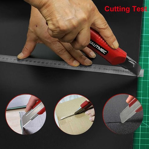 HAUTMEC 25mm Extra Heavy-Duty Utility Knife, Snap-off Retractable Box Cutter with 3pcs Sharp Blades, Auto-lock Mechanism, Sturdy Body HT0080-KN...
