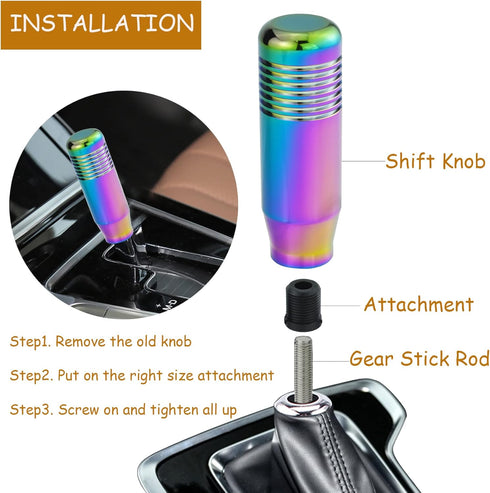 Shift Knob Long Aluminum Shifter Gear Lever Handle for Most Manual Automatic Vehicles (Colorful)...