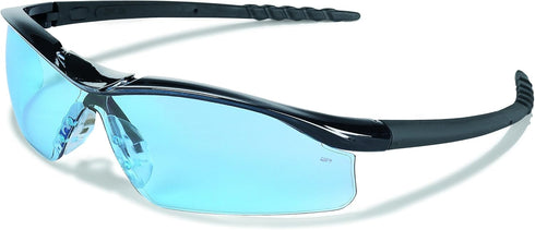 MCR Safety DL113 Dallas Safety Glasses with Polished Black Frame and Light Blue Lens...