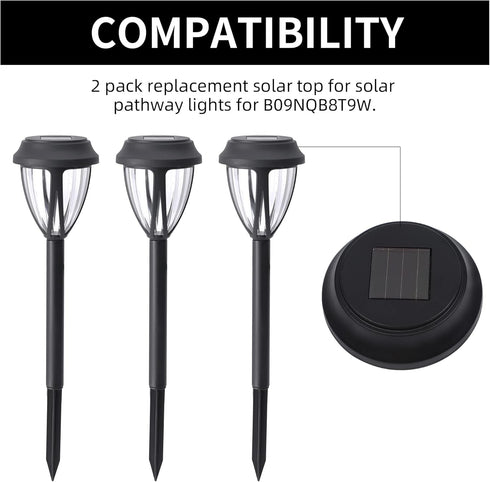 Dynaming Replacement Solar Lights Top, Outdoor Solar Replacement Parts for 23482, 2 Pack...