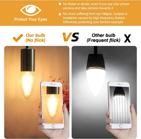 BRIMAX F15 8W Led Porch Light Bulb Outdoor, E26 Medium Base LED Post Bulb for 75W - 80W Incandescent Equivalent,Dimmable 2700K Warm White Flame Wr...