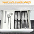 Silverware Drawer Organizer Compact Utensil Tray/Cutlery Holder for Flatware and Silverware Spoons Forks Knives Small Partition Storage (Black)...
