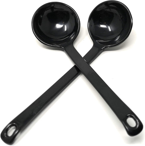 ASIAN HOME Black Melamine Japanese Long Handle Spoons for Ramen, Soup, Hot Pot Eating, Mixing, Stirring 8.25 Inches (2 Spoons)...