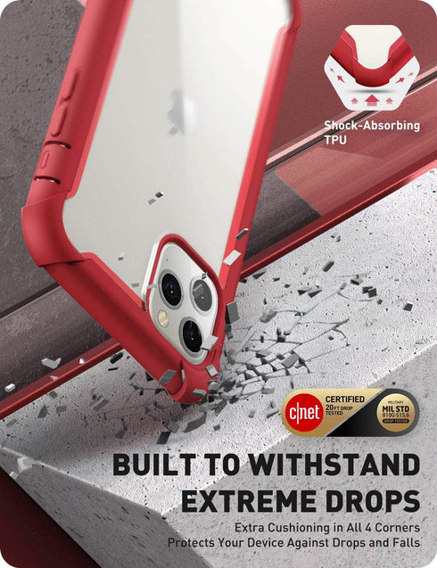 i-Blason Ares Case for iPhone 11 Pro Max 2019 Release, Dual Layer Rugged Clear Bumper Case with Built-in Screen Protector (Metalic Red)...