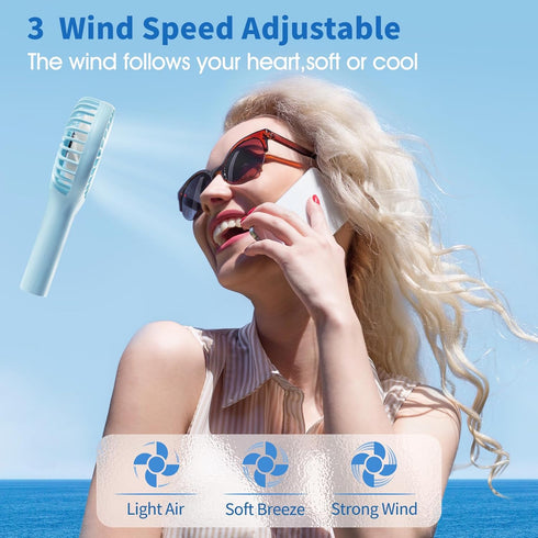 Mini Handheld Fan Portable, Small Portable Hand Held Fan with USB Rechargeable Battery, 3 Speed Personal Desk Table Fan with Base, Makeup Eyelash ...