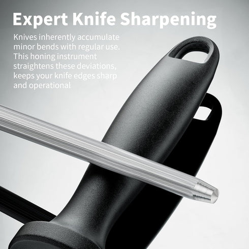 Knife Sharpener Rod, Kitchen Knives Sharpener Carbon Steel Professional Knife Sharpening Steel, Honing Rod with Hanging Holes (13 inches)...