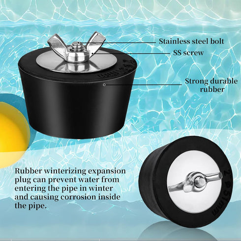 2 PCS Swimming Pool Winterizing PVC/Steel Pipe Expansion Plug 2 1/2 inch,Pool chill Plug,Pool Winterizing Plug with SS Screw, Stainless Steel Bolt...