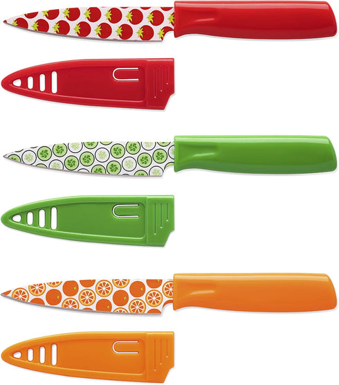 Hampton Forge – 3 Piece Printed Paring Knives with Blade Guards...