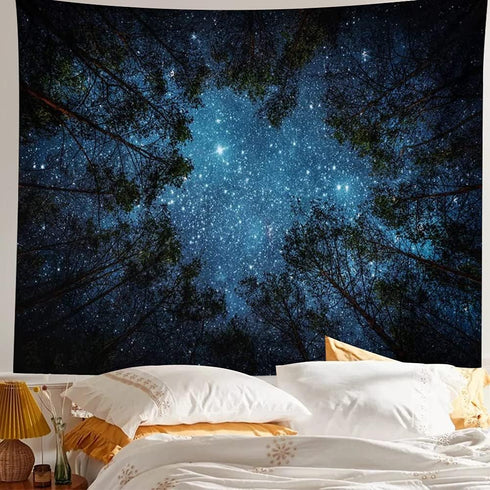 Llamazing Forest Tapestry Home Decor Landscape Tapestry Living Room Bedroom Decoration Tapestry Magic Tapestry Curtain (Looking Up at The Stars, 9...