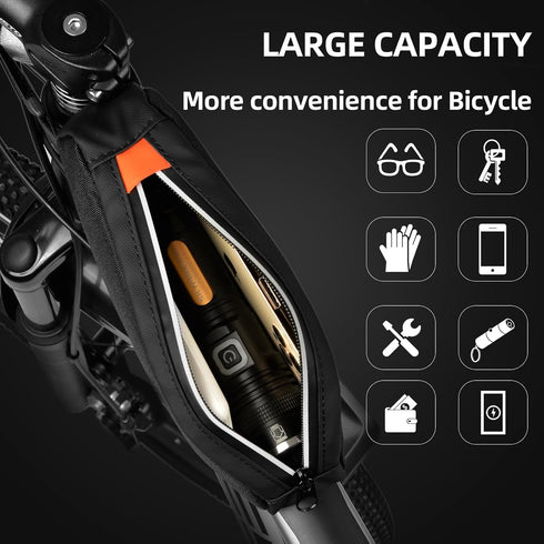 Bike Top Tube Bag Waterproof Bicycle Front Frame Bag Top Tube Bike Pouch for Road Mountain Bicycle Outdoor Cycling Travel Hiking...