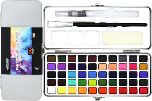 Watercolor Paint Set 50 Vivid Colors, Travel Watercolor Kits with Palette, Brush, Sponge, Ideal for Adults, Kids, Hobbyists, Paingting Lovers, Art...