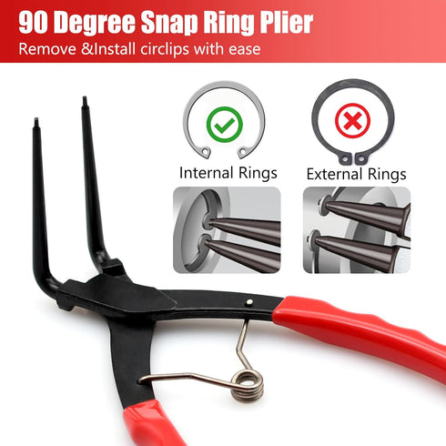 Snap Ring Pliers, 90 Degree Long Nose Pliers Internal Master Cylinder Heavy Duty Retaining Ring Plier Pliers, Bent Lock Circlip Pliers for Trucks ...