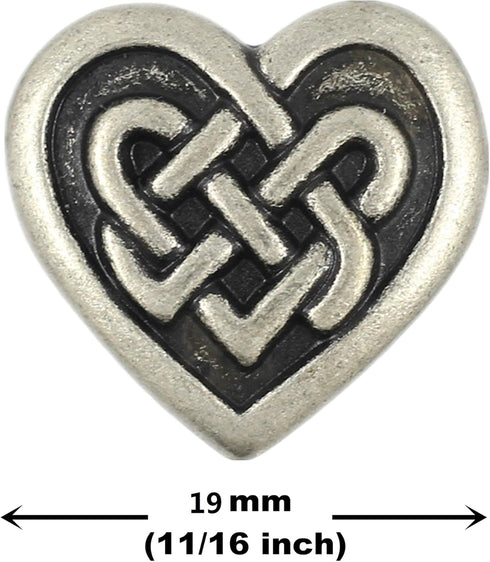 Bezelry 12 Pieces Celtic Heart Love Knot Metal Shank Buttons. 19mm (11/16 inch) (Antique Silver)...