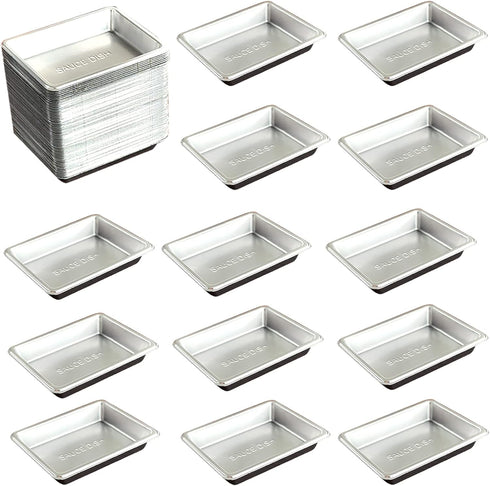 100 Pcs Plastic Disposable Sauce Dishes, Dipping Soy Sauce Seasoning Plate Bowls, Mini Condiment Appetizer Tray for Sushi Soy Mustard Vinegar Ketc...