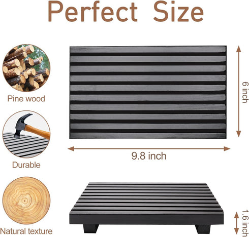 Black Bathroom Counter Organizer Wooden Display Pedesta Stand Kitchen Countertop Trays Farmhouse Wood Riser Dish Soap Dispenser Holder for Bathroo...