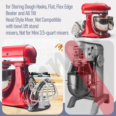 Stand Mixer Attachment Holders for Kitchenaid & Artisan 4.5 5 6 Quart Tilt-Head Stand Mixer for Storing Dough Hooks, Flat, Flex Edge Beater and Al...