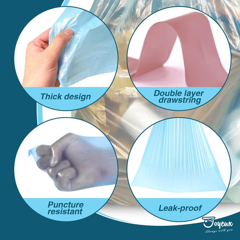 JOYEUX 2.6 Gallon Small Trash Bags, No-Tearing Drawstring Mini Garbage Bags for Bathroom Kitchen, Beachside Breeze Scent, 66 Count...