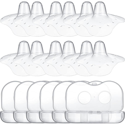 12 Pieces Nipple Shields 20 mm Contact Nipple Protector Breastfeeding Everters with Clear Carrying Case Silicone Nipple Extender Made Without BPA ...