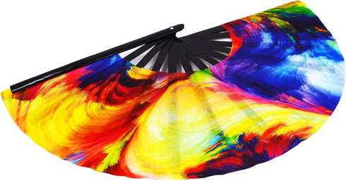 Amajiji Large Rave Folding Hand Fan for Men/Women, Chinease/Japanese Bamboo Hand Fan, Festival Accessories Performance Decoration Gift Dance Handh...