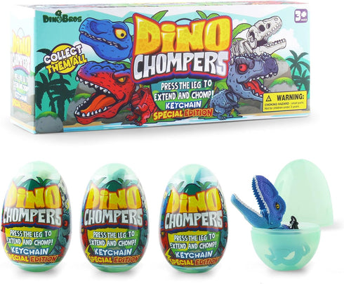 DINOBROS Surprise Eggs with Dinosaur Toys Inside, Mystery Eggs Toy Filled with Dino Chomper Keychains Birthday Party Favors for Boys and Girls 3-5...
