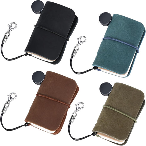 4 Pcs 1.9 x 1.3'' Vintage Cute Mini Notebook Small Miniature Notebook Refillable Pocket Tiny Journal Portable Leather Cover with Book Insert for D...