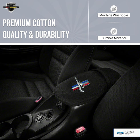Seat Armour Officially Licensed 'Konsole Armour' Center Console Cover for Select Ford Mustang Models – Custom Fit, Black, Embroidered Logo – Soft,...