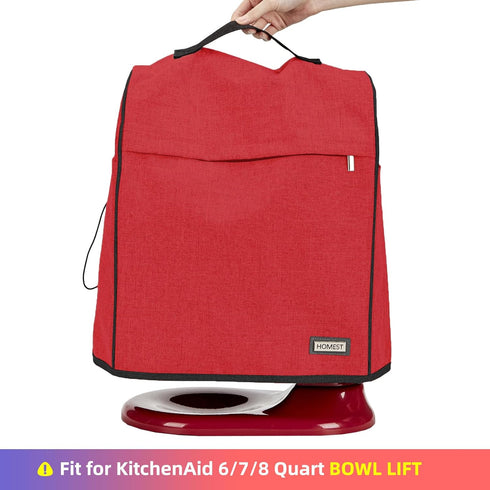 HOMEST Stand Mixer Cover Compatible with KitchenAid 6/7/8 Quart Bowl Lift?Dust Cover with Zipper Pocket for Accessories, Red (Patent Design)...
