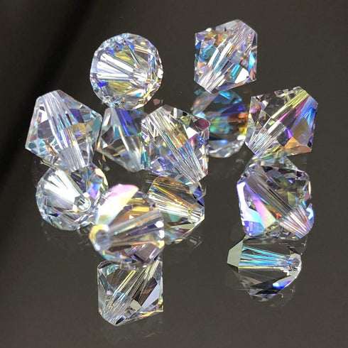 Dowarm 1000PCS Bicone Crystal Beads 4mm, Bulk Small Faceted Bicone Glass Beads for Jewelry Craft Making, DIY Bracelet, Necklace, Dolls (Crystal AB...