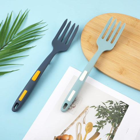 2pcs Silicone Cooking Forks, Multifunctional Cooking Fork Spaghetti Fork Heat Resistant Nonstick Blending Fork for Kitchen Cooking Baking Stir Mix...