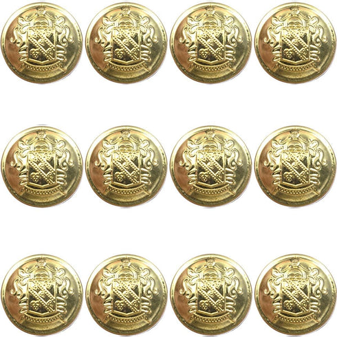 12 Piece Metal Blazer Button Set - for Blazer, Suits, Sport Coat, Uniform, Jacket 25mm (Gold)...