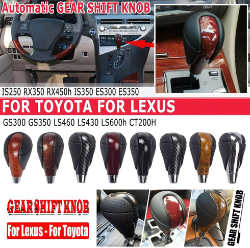 Automatic Leather with Walnut Wood Gear Shift Knob for Lexus ES300h ES350 GS350 GS450h IS350 LS460 LS600h RX350 RX450h (Red Wood)...