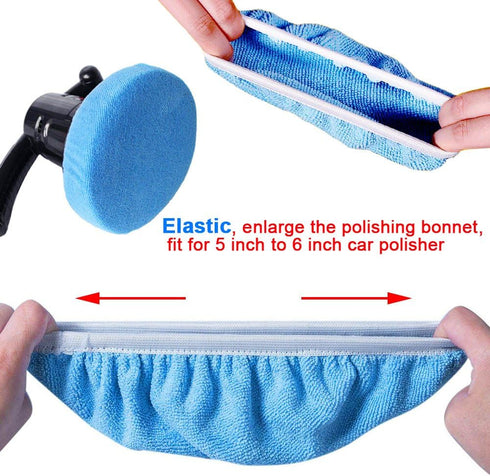 SIQUK 24 Packs Car Polisher Pad Bonnets 5 to 6 Inch Polishing Bonnet with 12 Packs Microfiber Bonnets 4 Packs Waxing Bonnet 6 Packs Non-Woven Buff...