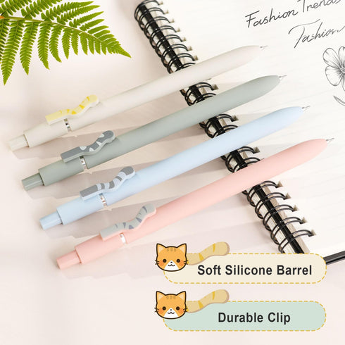 FIOVER Cat Pens,4Pcs Gel Pens, 0.5mm Quick Dry Black Ink Pens Fine Point Smooth Writing Pen, High-End Series Pens Ballpoint for Journaling Note Ta...