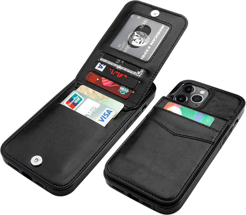 KIHUWEY Compatible with iPhone 12 Pro Max Case Wallet with Credit Card Holder, Premium Leather Magnetic Clasp Kickstand Heavy Duty Protective Cove...
