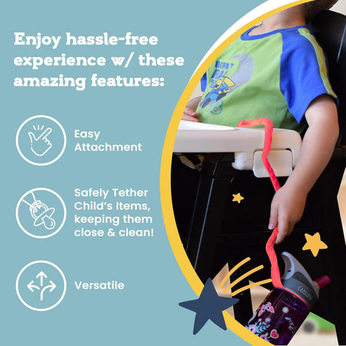 Brilli Baby Cup Catcher Patented Safety Tether Strap, Attach Sippy Cups, Bottles, Pacifiers & More to Stroller, High Chair, Car Seat, Made in USA,...