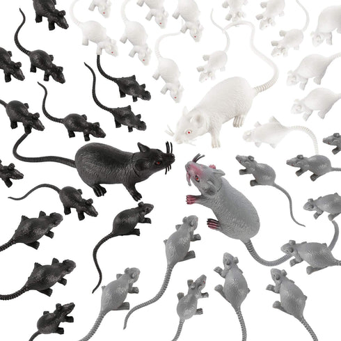 33 PCS Halloween Fake Mouse Toys, Realistic Plastic Mouse Figurines Simulated Big and Small Mouse Models for Halloween Party Decorations Joke Tric...