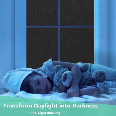 Volcanics Blackout Window Film Privacy Frosted Sun Blocking Black Window Cover Room Darkening Window Tint for Home Static Cling 100% Light Blockin...