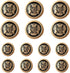 14 Pieces Black Gold Metal Blazer Button Set 15mm 20mm for Blazers, Suits, Sport Coats, Uniform, Jackets (MBM22)...