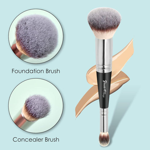 Duo Foundation & Concealer Makeup Brush Plus Large Flat Top Kabuki Foundation Brush Value Pack Ideal for Makeup Contour Blush,Liquid, Cream,Buffin...