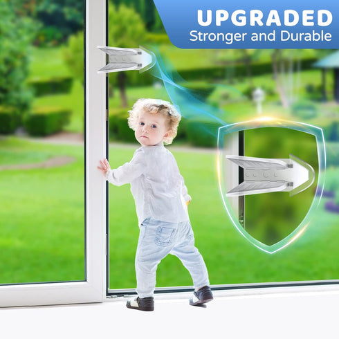 Sliding Door Lock for Kids Safety: 4 Pack Window Locks Child Proof Slide Glass Door Locks, Baby Proofing Closet Cabinet Patio Security Bar, No Dri...